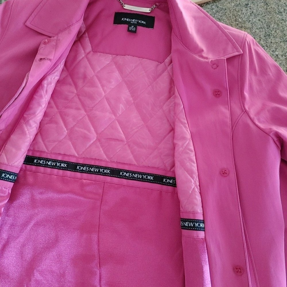 Jones New York Petite Hot Pink All Weather Trench Coat Size M - Picture 7 of 10